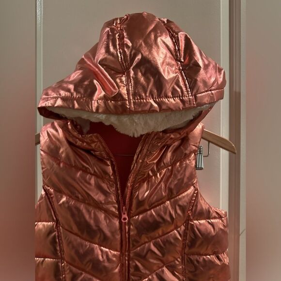 Crazy 8 Rose Gold Hooded Girl Puffer Vest Size XL/14 - Picture 4 of 12